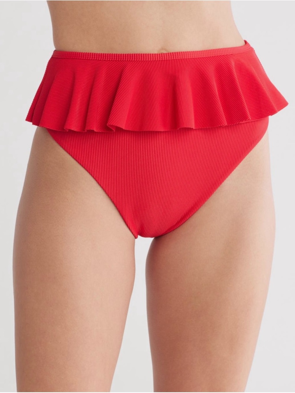 Beach Riot Red Ruffle High-Rise Bikini Bottom